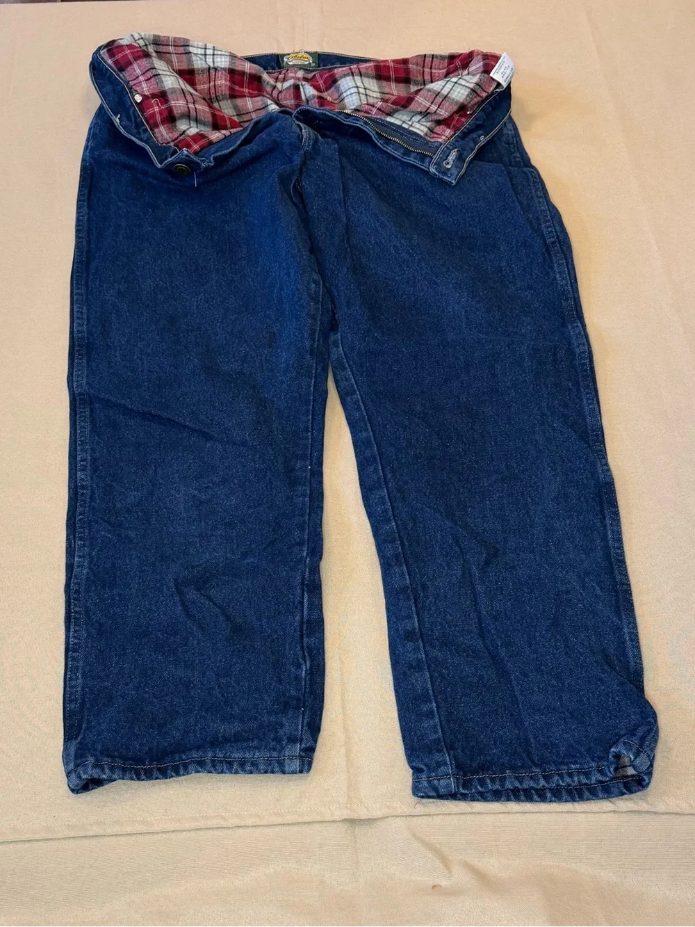 Cabela's Navy Straight-Leg Men's Jeans Flannel Lined